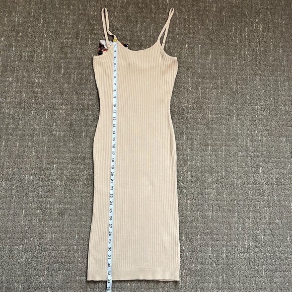 NWT Naked Wardrobe Ribbed Tan Knit Tank Midi Dress - Picture 5 of 7